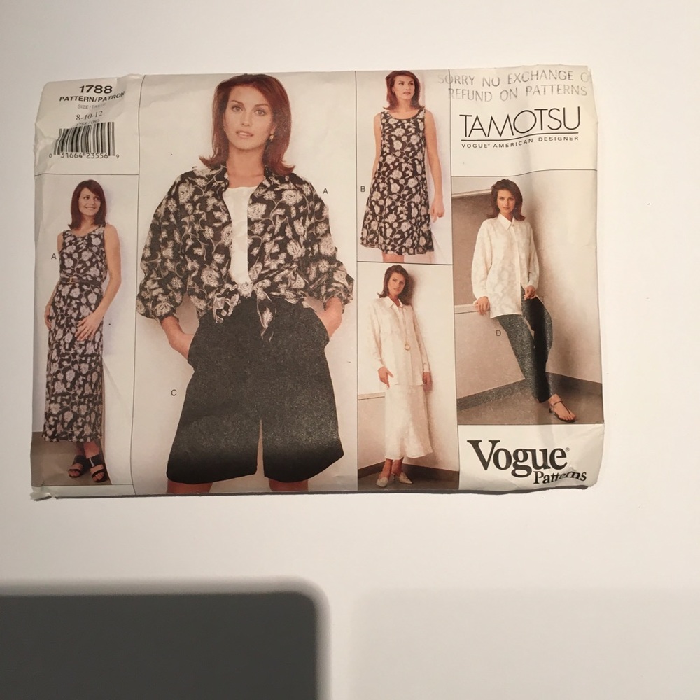 Vogue Tamotsu Sewing Pattern Floral Black White Dress and Shirt